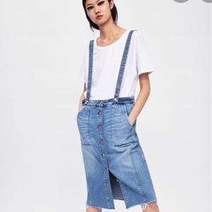 ZARA Denim Skirt with Suspenders